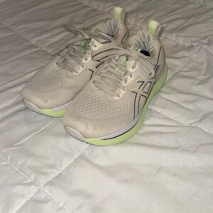 ASICS Women's Light Beige Running Sneakers with Lime Accents